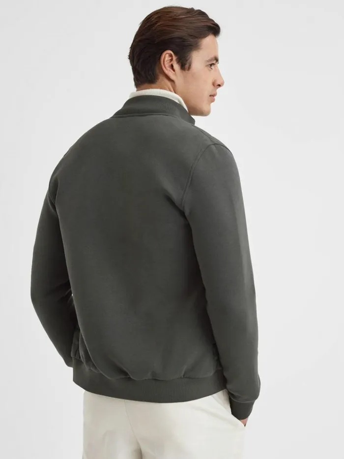 REISS Coats and Jackets Men Hybrid Quilt And Knit ZipThrough Jacket Sage