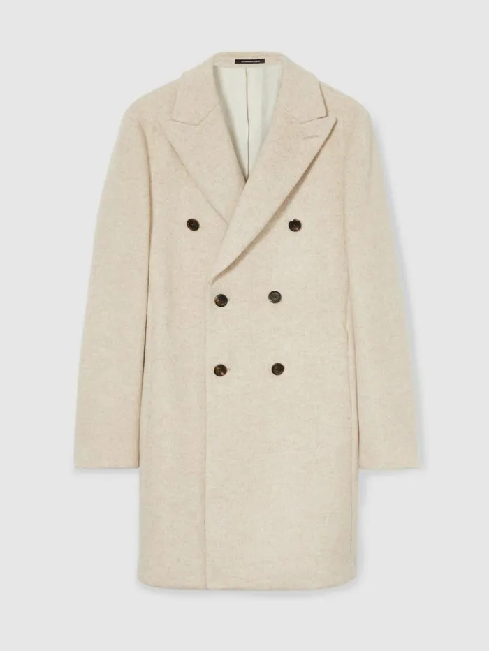 REISS Coats and Jackets Men WoolBlend DobleBreasted Coat Oatmeal