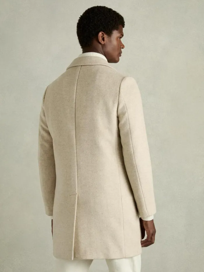 REISS Coats and Jackets Men WoolBlend DobleBreasted Coat Oatmeal
