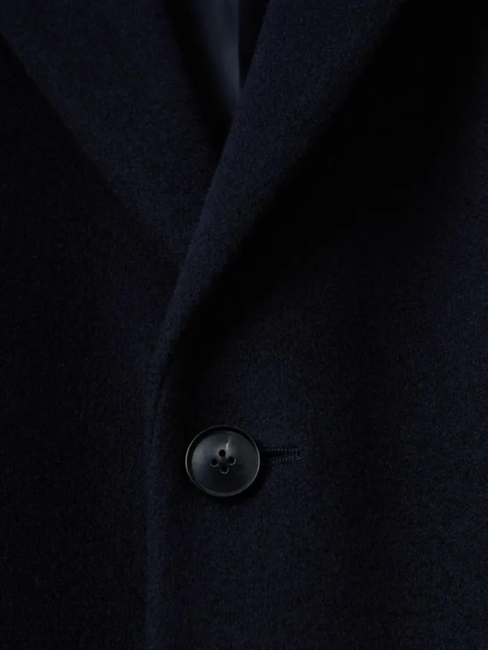 REISS Coats and Jackets Men Wool Blend Single Breasted Epsom Overcoat Navy