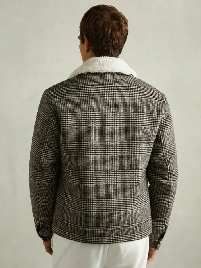 REISS Coats and Jackets Men WoolBlend Twill Zipped Jacket Blackwhite