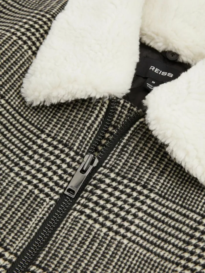 REISS Coats and Jackets Men WoolBlend Twill Zipped Jacket Blackwhite