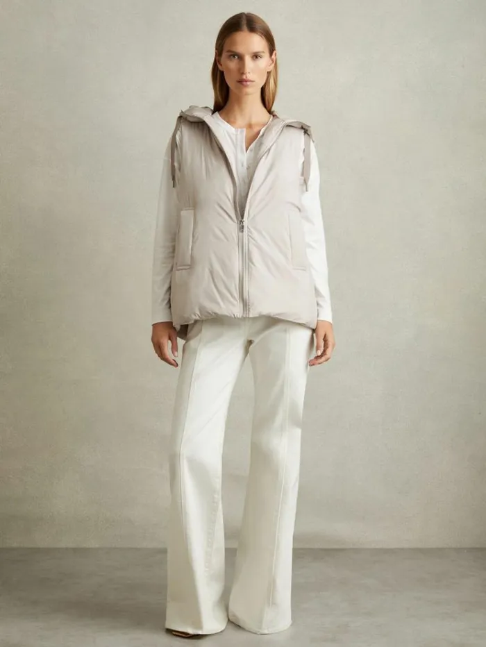 REISS Coats and Jackets Women Padded Hooded Gilet Neutral