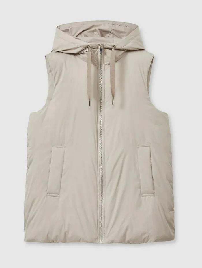REISS Coats and Jackets Women Padded Hooded Gilet Neutral