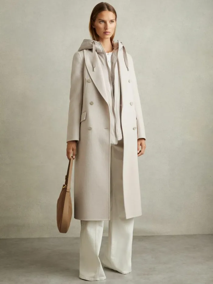 REISS Coats and Jackets Women Padded Hooded Gilet Neutral