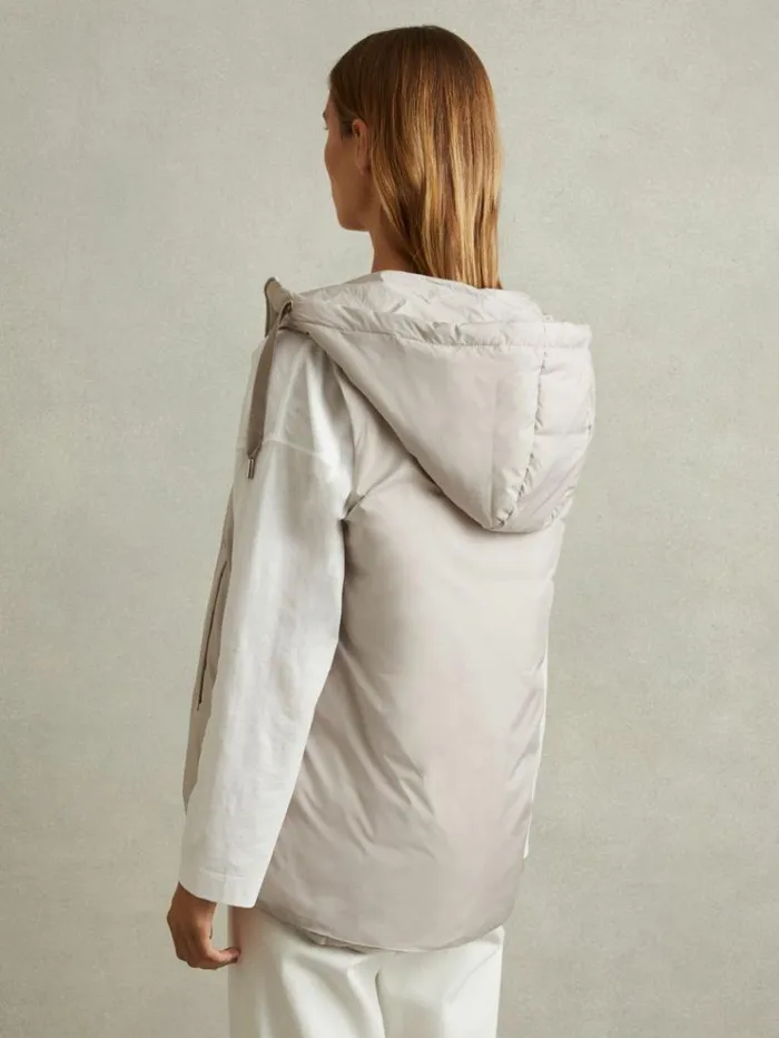 REISS Coats and Jackets Women Padded Hooded Gilet Neutral