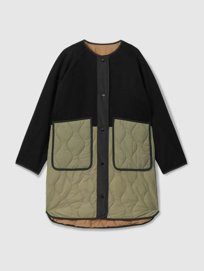 REISS Coats and Jackets Women Reversible Quilt Coat Khakineutral