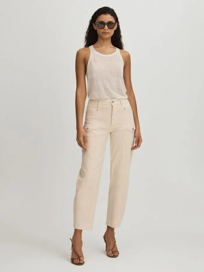 REISS Denim Women Paige Barrel Leg Jeans Blonde Sand