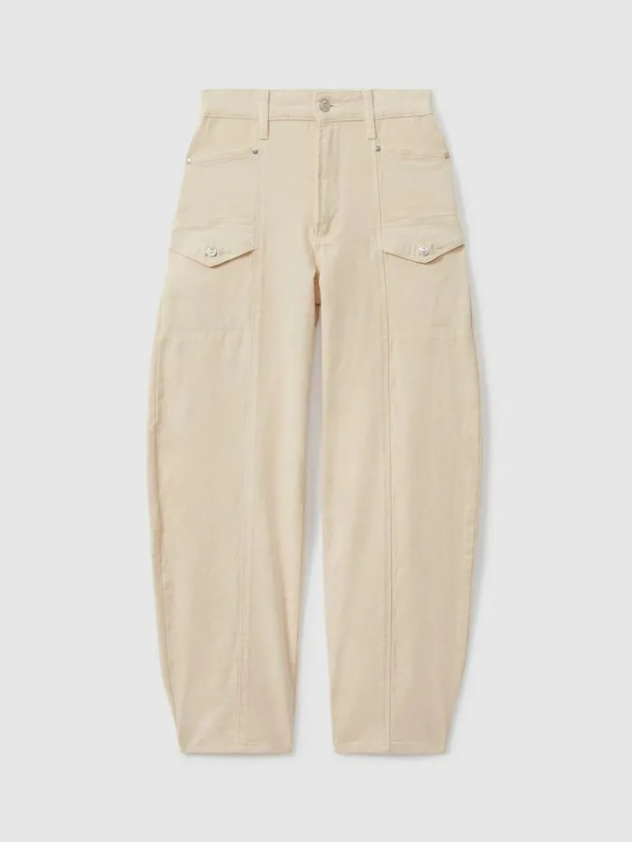REISS Denim Women Paige Barrel Leg Jeans Blonde Sand