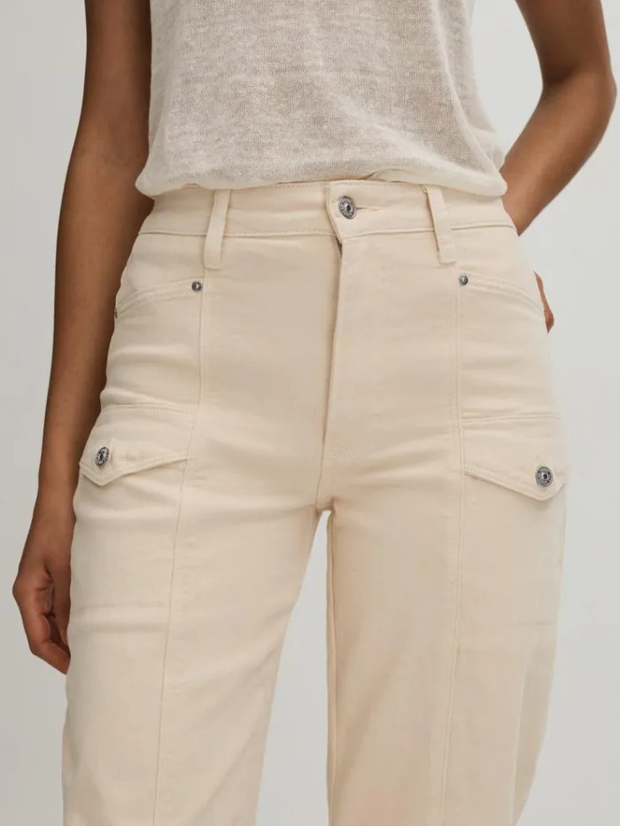 REISS Denim Women Paige Barrel Leg Jeans Blonde Sand