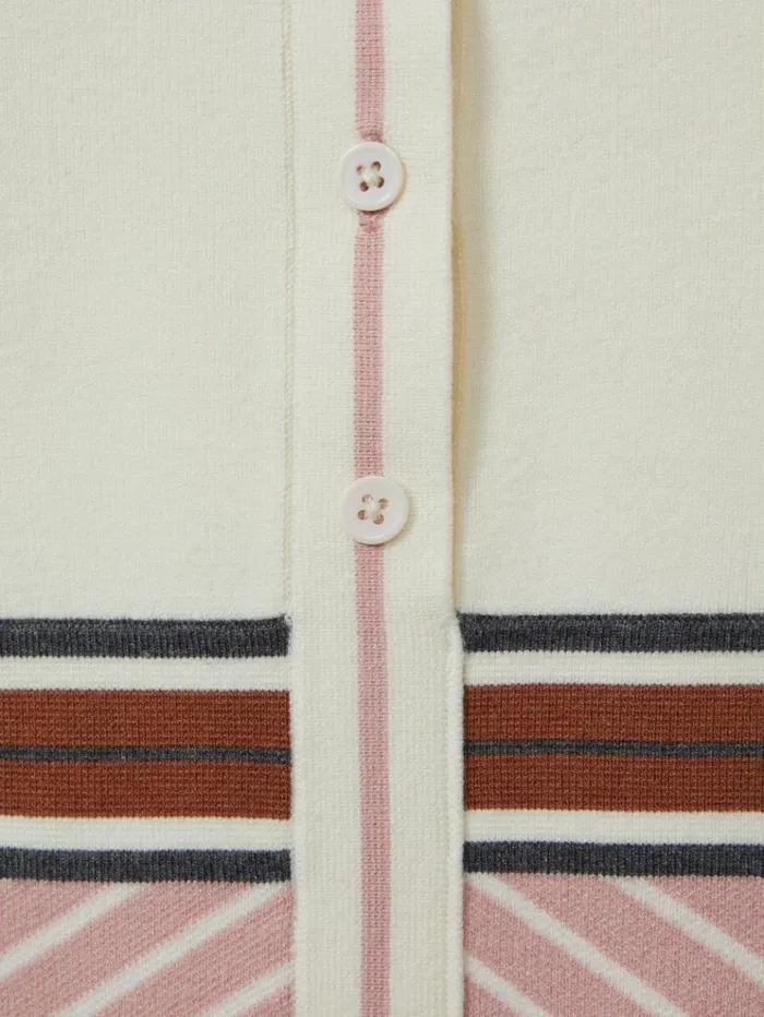 REISS Dresses Children Knitted Striped Collar Dress Pink