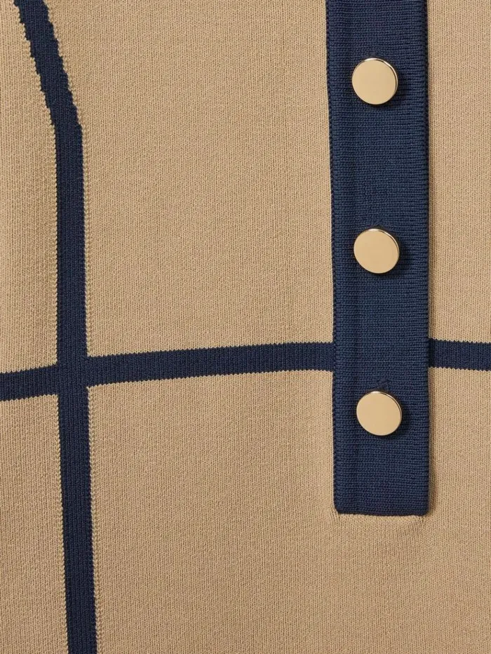 REISS Dresses Children PanelIntarsia Jersey Dress Camel