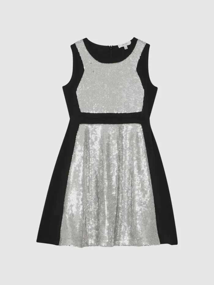 REISS Dresses Children Relaxed Fit Sequin Dress Black
