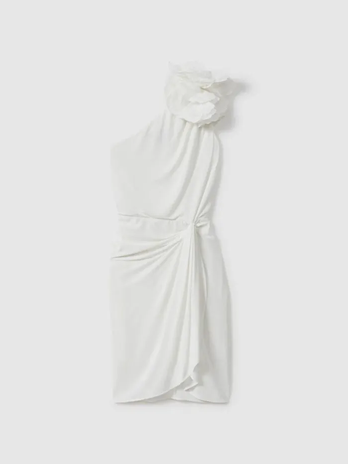 REISS Dresses Women Halston OneShoulder Ruffle Mini Dress White