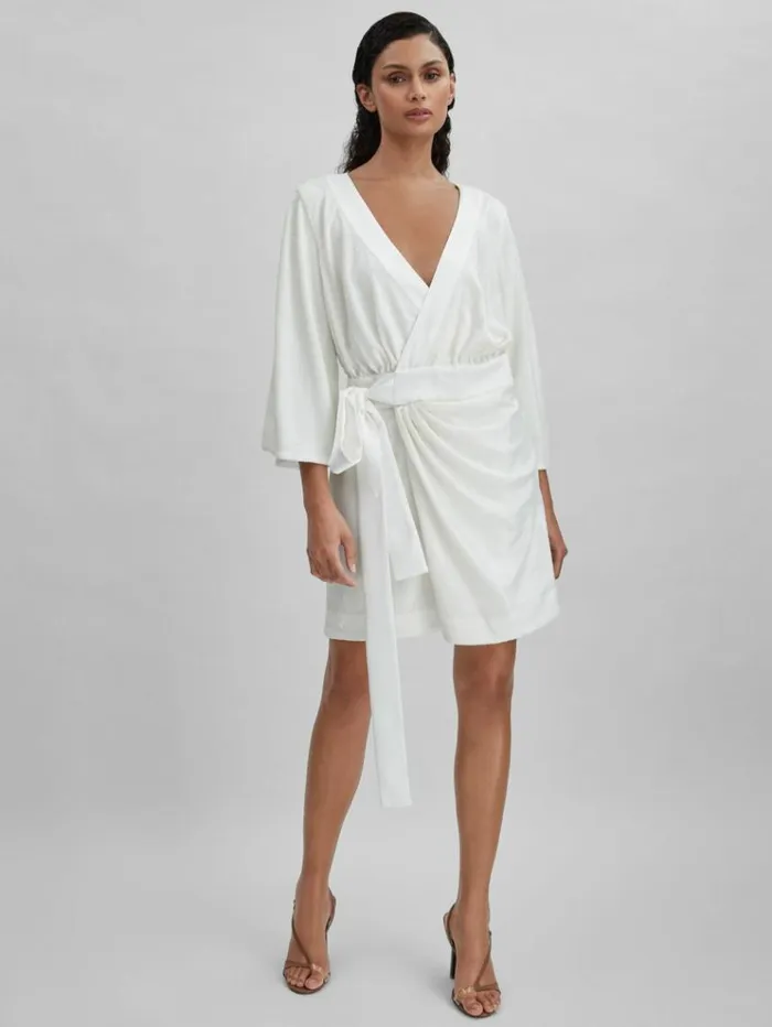 REISS Dresses Women Halston Sequin Side Tie Mini Dress Chalk