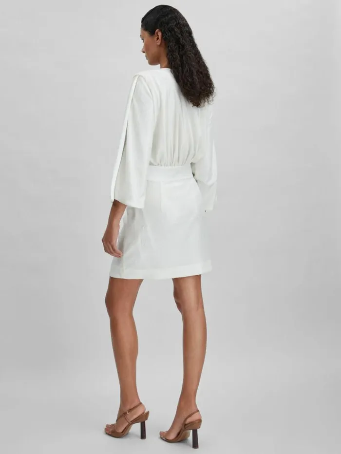 REISS Dresses Women Halston Sequin Side Tie Mini Dress Chalk