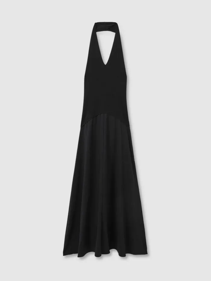 REISS Dresses Women Hybrid Knit Midi Dress Navy