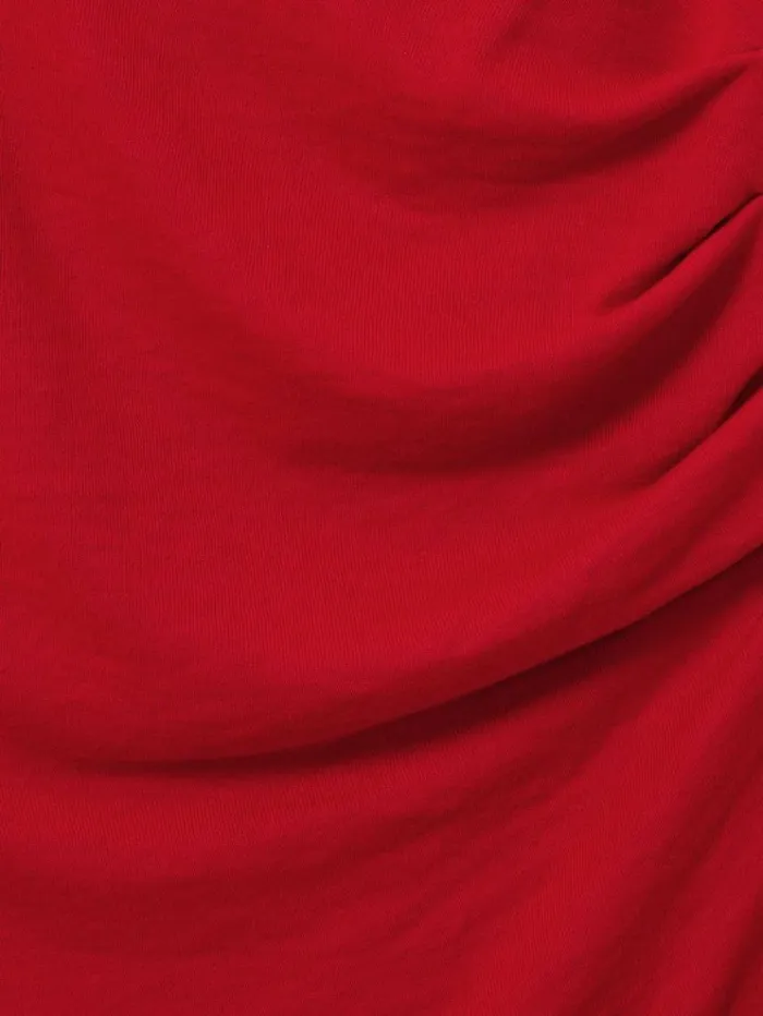 REISS Dresses Women OffTheShoulder Jersey Midi Dress Red