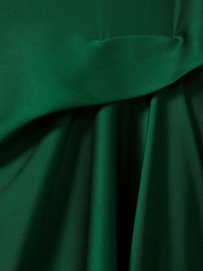 REISS Dresses Women Satin Drape Tuck Midi Dress Green