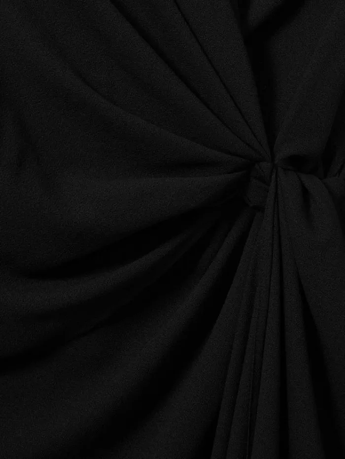 REISS Dresses Women Wrap Front Twist Detail Midi Dress Black