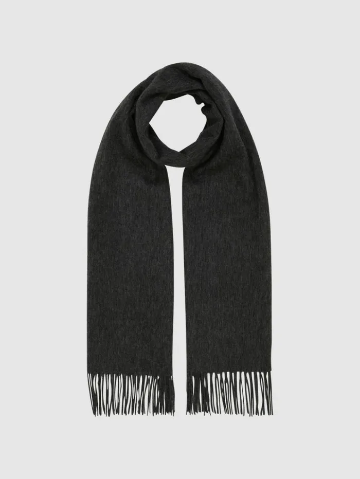 REISS Hats Gloves and Scarves Men Cashmere Blend Scarf Charcoal