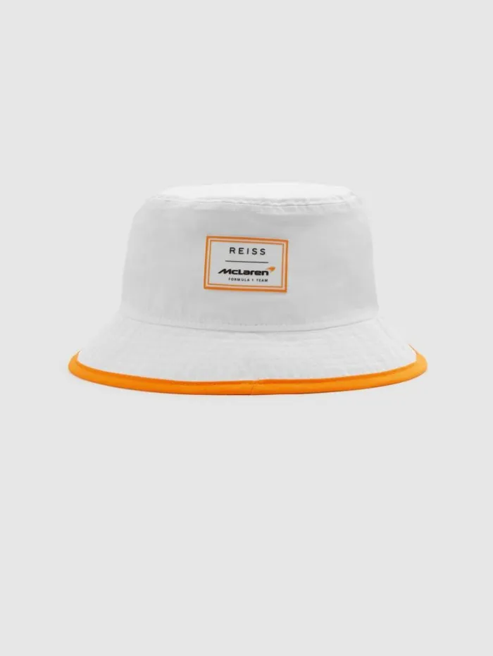 REISS Hats Gloves and Scarves Men McLaren F1 Embroidered Bucket Hat White