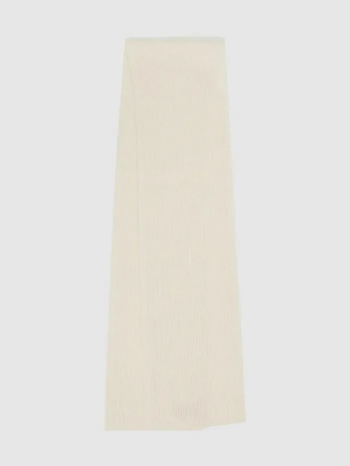 REISS Hats Gloves and Scarves Men Ribbed Merino Scarf Off White