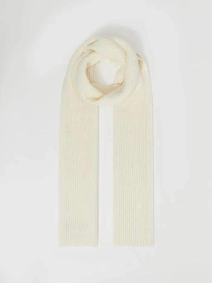 REISS Hats Gloves and Scarves Men Ribbed Merino Scarf Off White