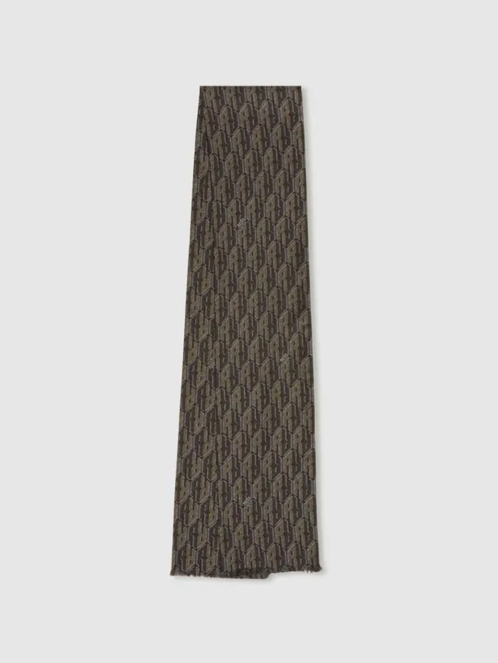REISS Hats Gloves and Scarves Men SilkTwill MonogramJacquard Dress Scarf Dark Multi REISS Hats Gloves and Scarves Men SilkTwill MonogramJacquard Dress Scarf Dark Multi