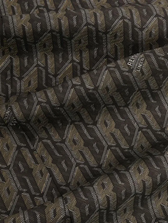 REISS Hats Gloves and Scarves Men SilkTwill MonogramJacquard Dress Scarf Dark Multi