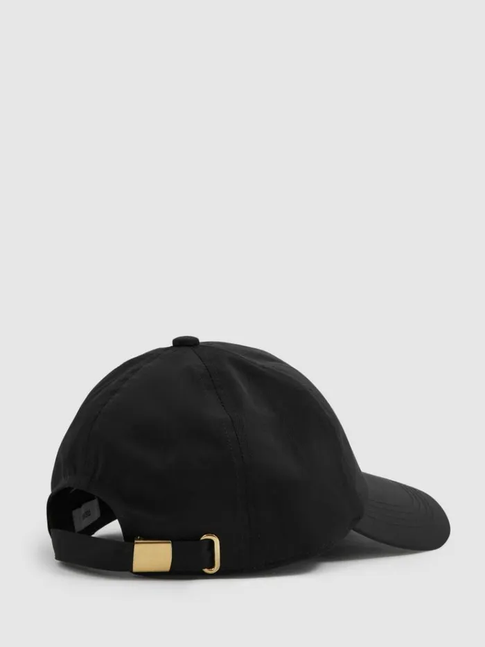 REISS Hats Gloves and Scarves Women Adjustable Embroidered Logo Baseball Cap Black