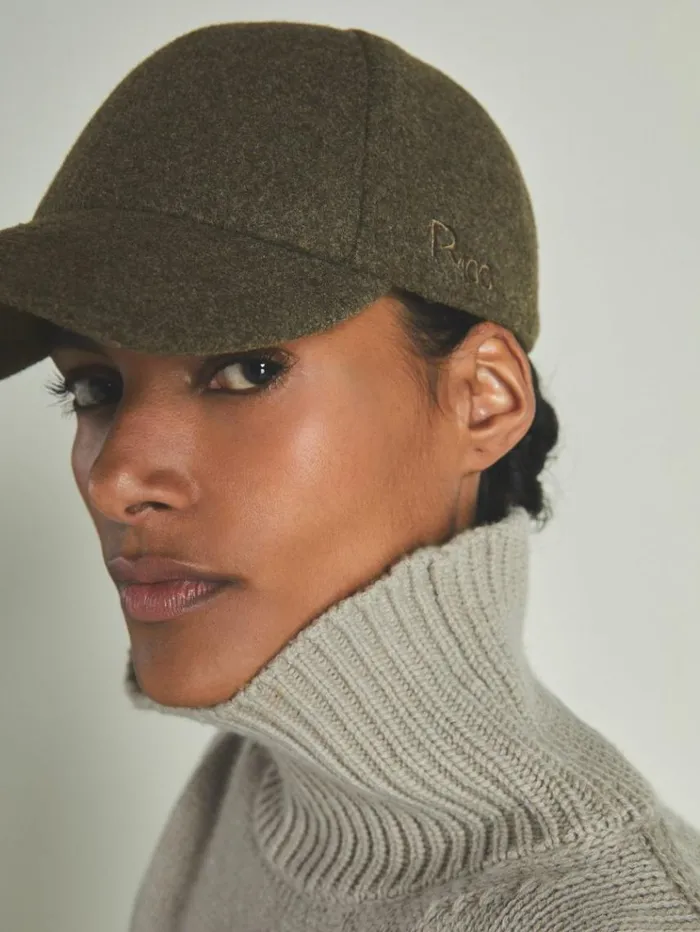 REISS Hats Gloves and Scarves Women Reiss Les 100 Ciels FeltedTweed Baseball Cap Khaki