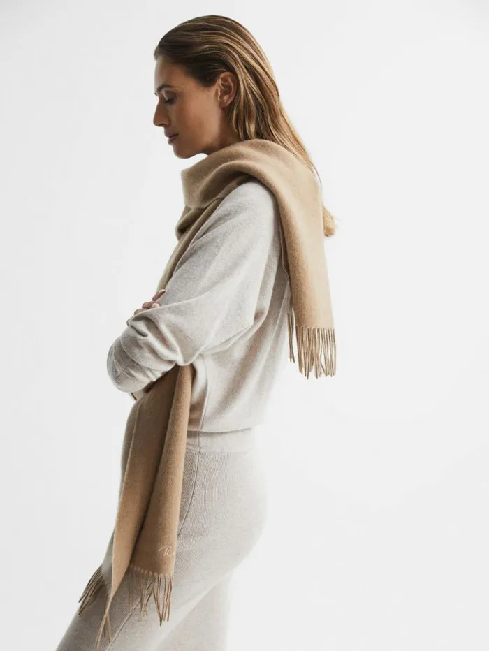 REISS Hats Gloves and Scarves Women WoolCashmere Scarf Camel