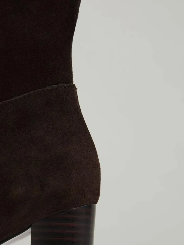 REISS Heels Women Block Heel Knee High Boots Chocolate