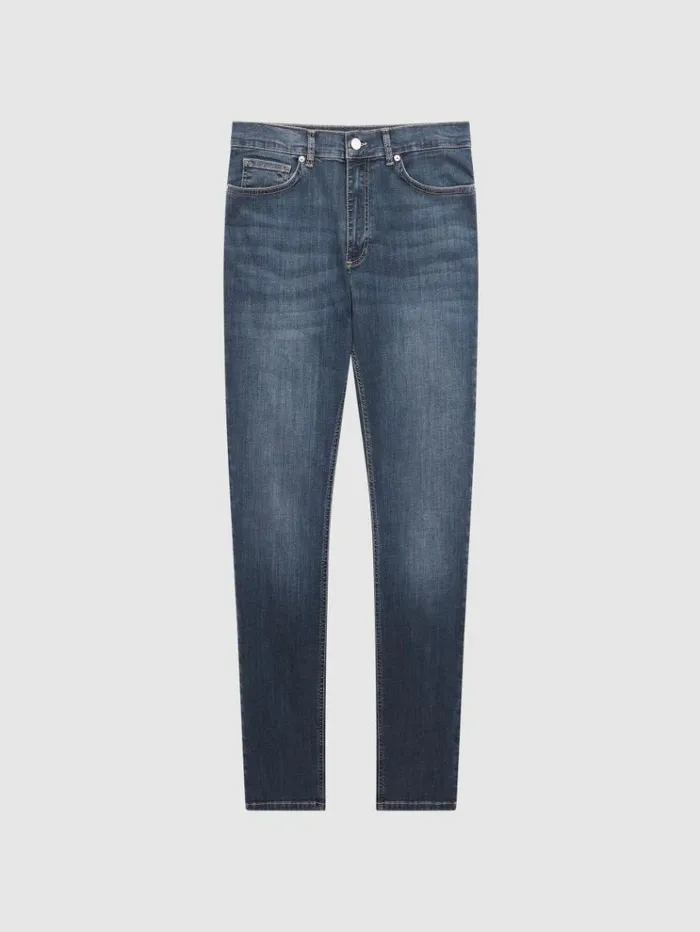 REISS Jeans Men Jersey Slim Fit Washed Jeans Washed Indigo