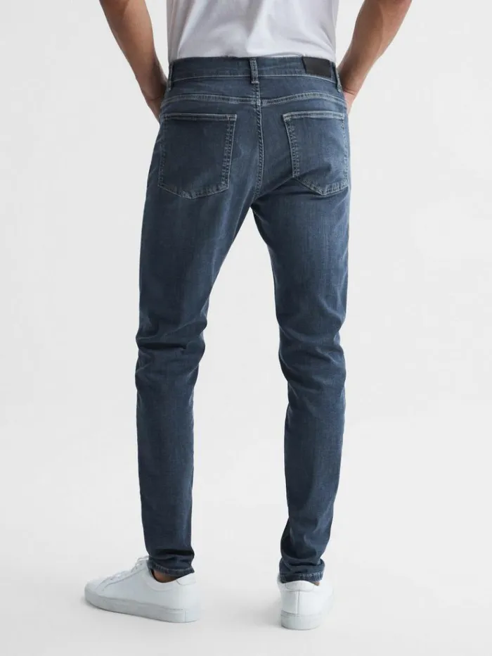 REISS Jeans Men Jersey Slim Fit Washed Jeans Washed Indigo