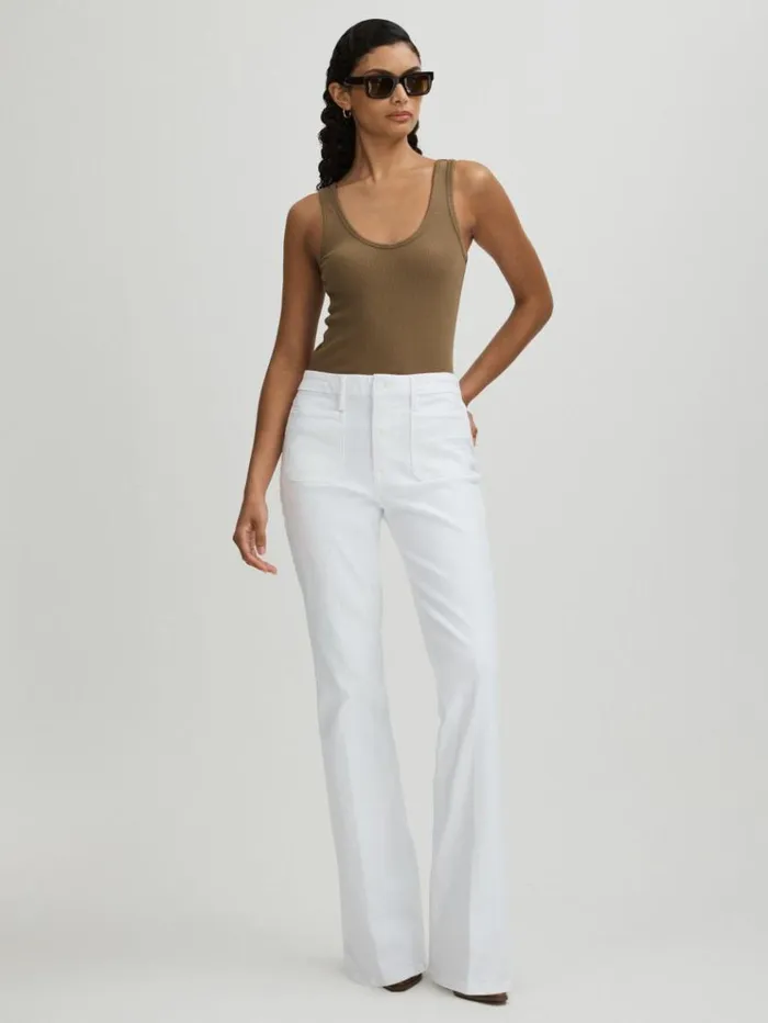 REISS Jeans Women Good American High Rise Bootcut Jeans White