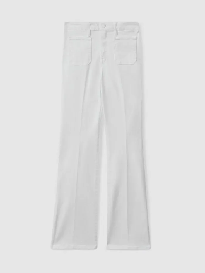 REISS Jeans Women Good American High Rise Bootcut Jeans White