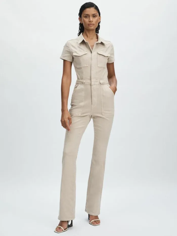 REISS Jumpsuits and Rompers Women Good American Twill Utility Bootcut Jumpsuit Sand