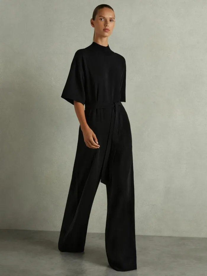 REISS Jumpsuits and Rompers Women TopstitchedCady Jumpsuit Black