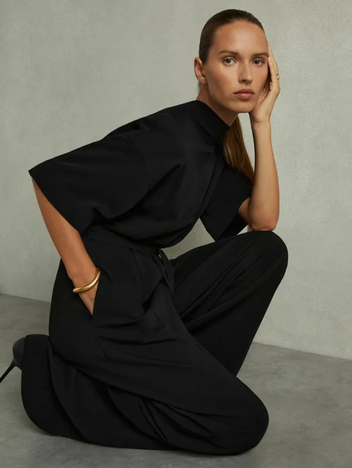 REISS Jumpsuits and Rompers Women TopstitchedCady Jumpsuit Black
