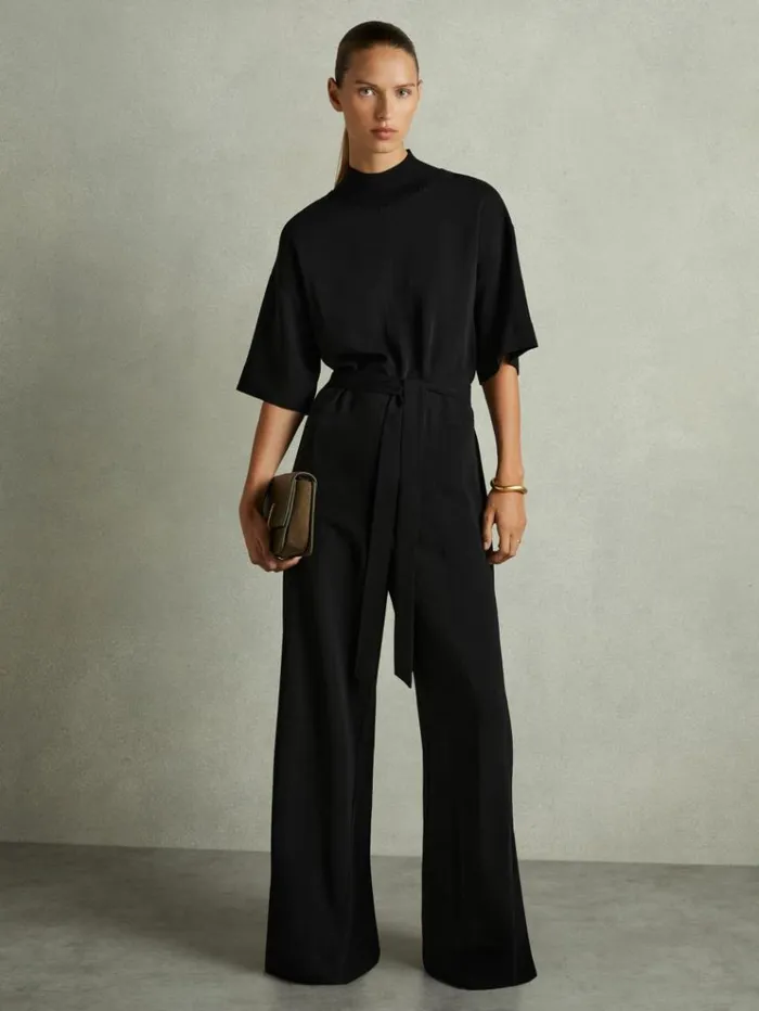 REISS Jumpsuits and Rompers Women TopstitchedCady Jumpsuit Black