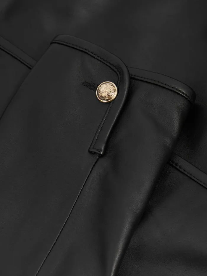REISS Leather Jackets Women Cropped Leather Jacket Black