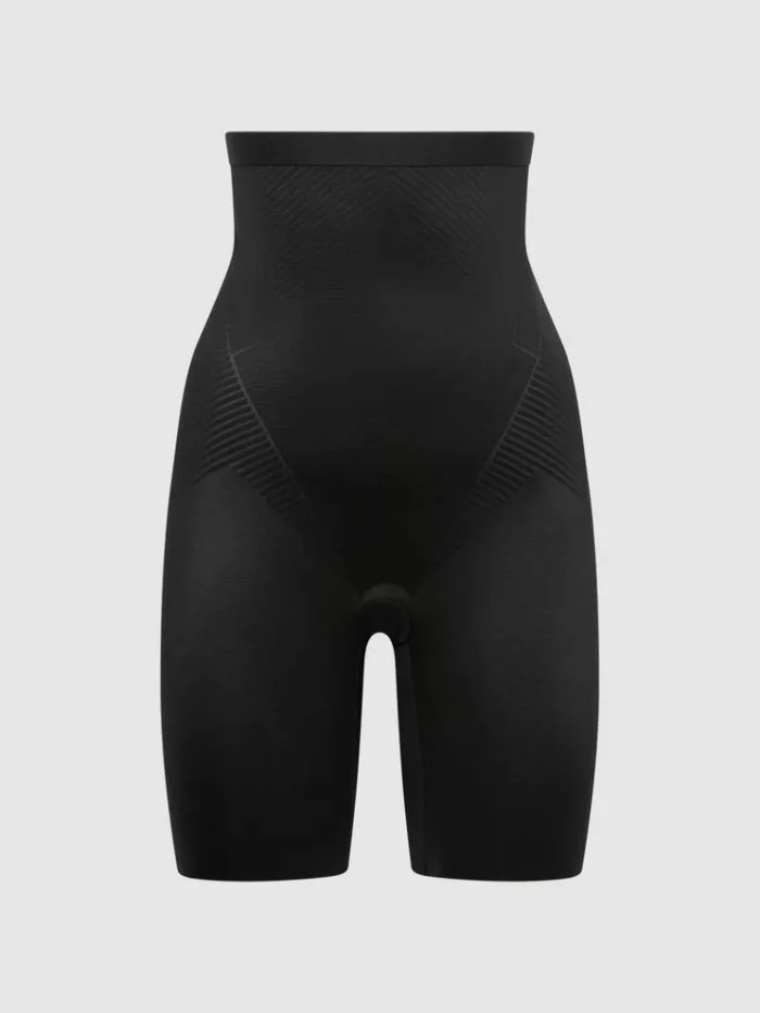 REISS Lingerie Women Spanx Shapewear Firming HighWaisted MidThigh Shorts Black