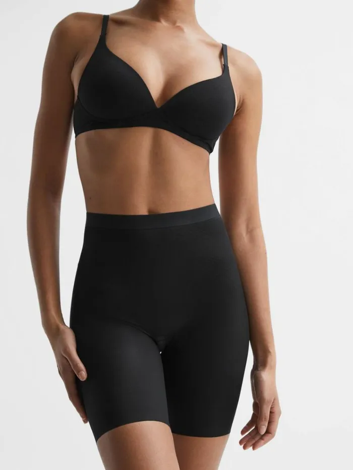 REISS Lingerie Women Spanx Shapewear Firming MidThigh Shorts Black
