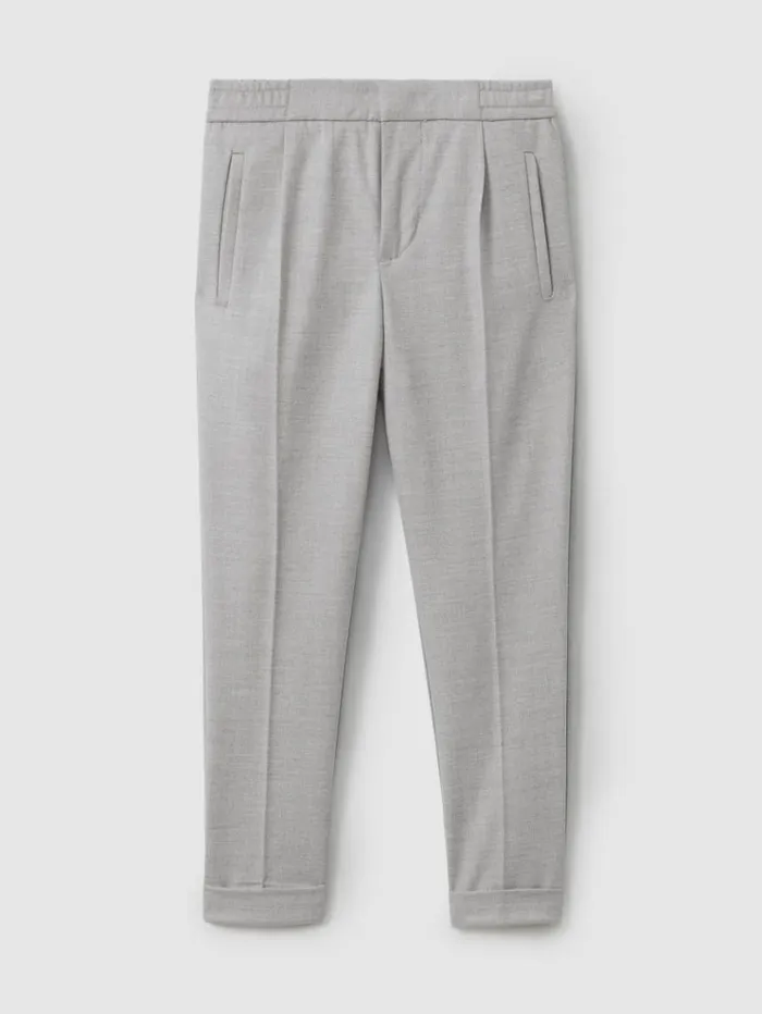 REISS Pants Children Relaxed Elasticated Trousers With TurnUps Grey Melange