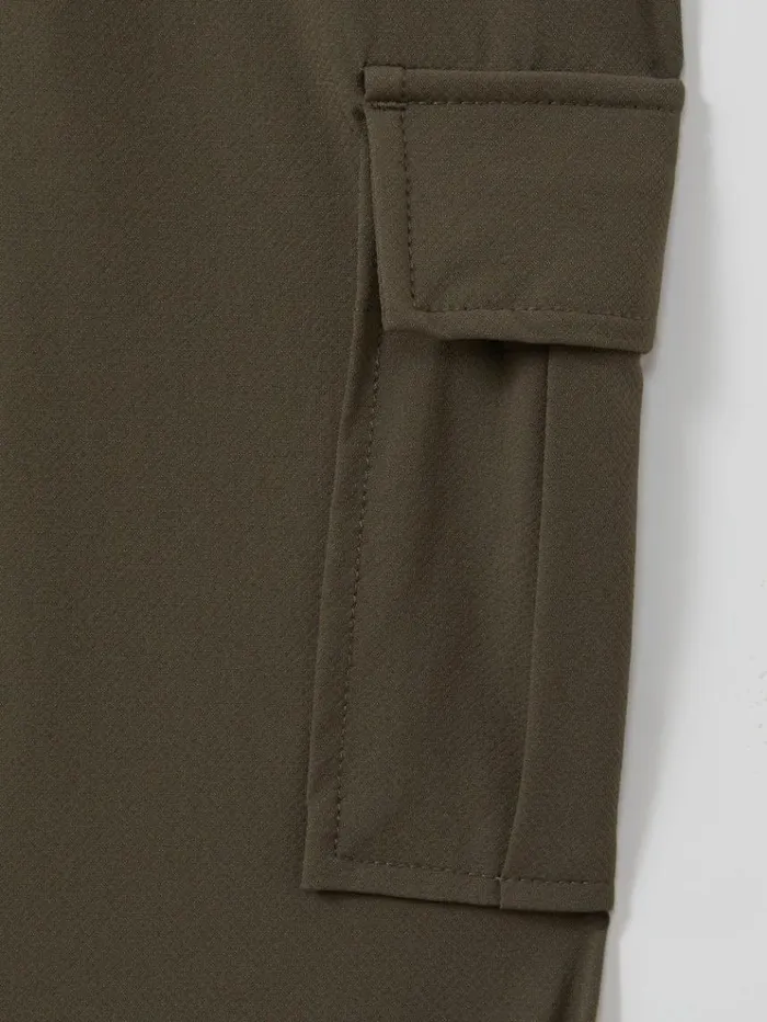 REISS Pants Children Technical Drawstring Cuffed Cargo Trousers Khaki Green
