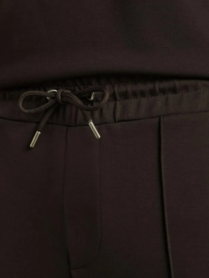 REISS Pants Men Interlock Jersey Drawstring Joggers Chocolate Brown