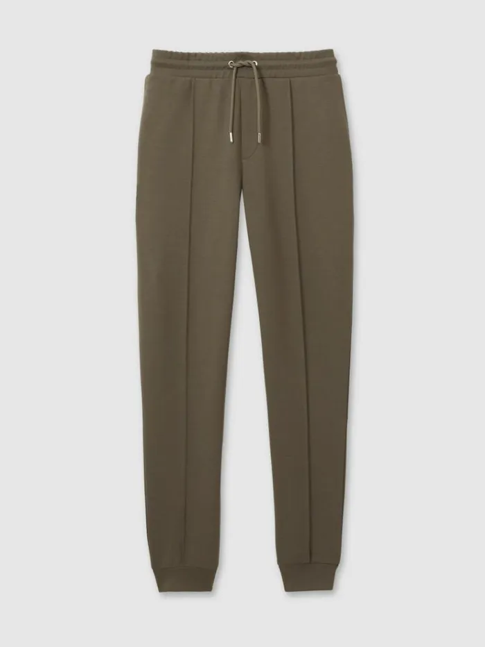 REISS Pants Men Interlock Jersey Drawstring Joggers Sage Green