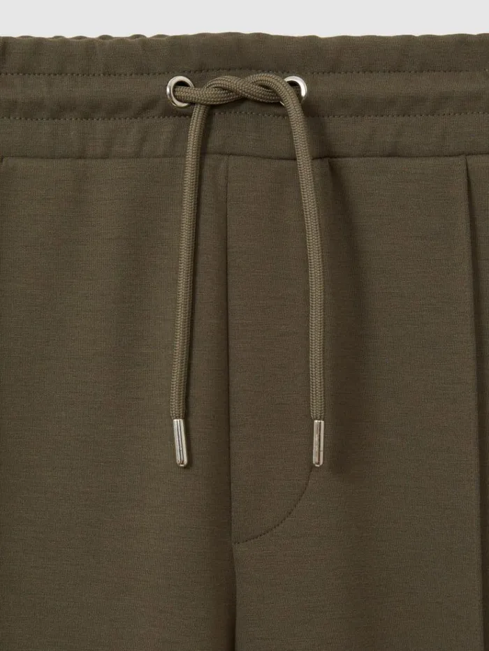 REISS Pants Men Interlock Jersey Drawstring Joggers Sage Green